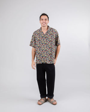 Peseta Flames Aloha Shirt Ecru