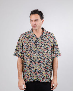 Peseta Flames Aloha Shirt Ecru