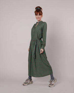 Geo Long Mao Dress Green