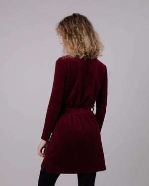 Velvet Belted Dress Prune