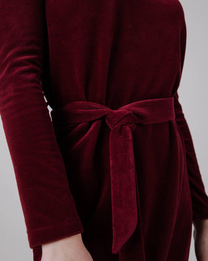 Velvet Belted Dress Prune