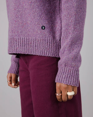 Perkins Wool Cropped Sweater Grape