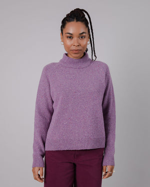 Perkins Wool Cropped Sweater Grape