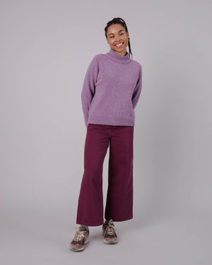 Perkins Wool Cropped Sweater Grape