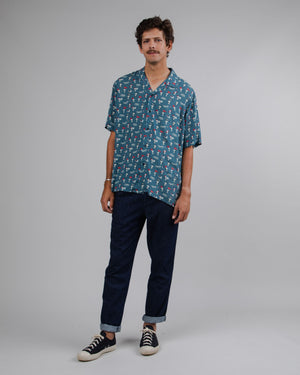 Peanuts Athletic Aloha Shirt Blue