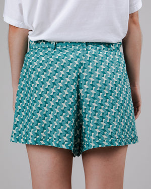 Tiles Belted Shorts Ocean