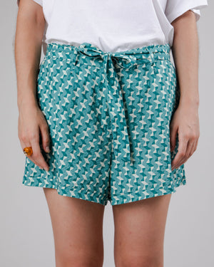 Tiles Belted Shorts Ocean