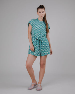 Tiles Belted Shorts Ocean