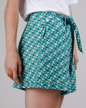 Tiles Belted Shorts Ocean