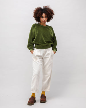 Velvet Raglan Cotton Sweatshirt Green