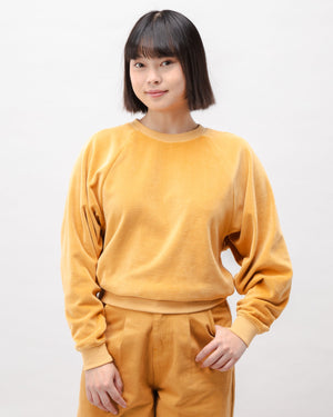 Velvet Raglan Cotton Sweatshirt Ochre