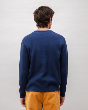 Structured Cotton Sweater Navy