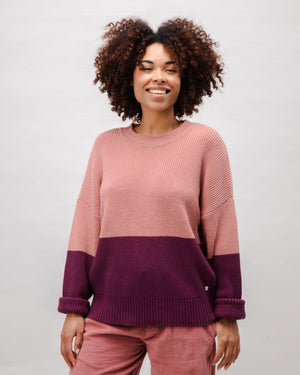 Bicolor Cotton Sweater Rose