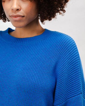 Bicolor Cotton Sweater Blue