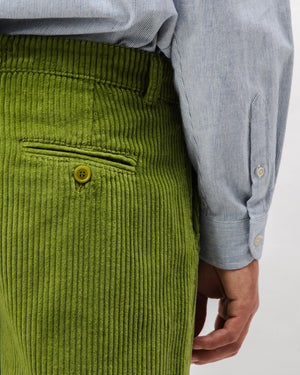 Corduroy Pleated Chino Pants Green