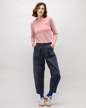 Pegged Cotton Twill Pants Dark Grey