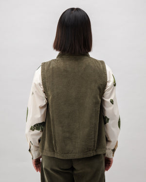 Corduroy Pleated Vest Stone Green